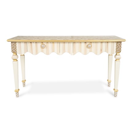 Mocha Check & Stripe Console Table