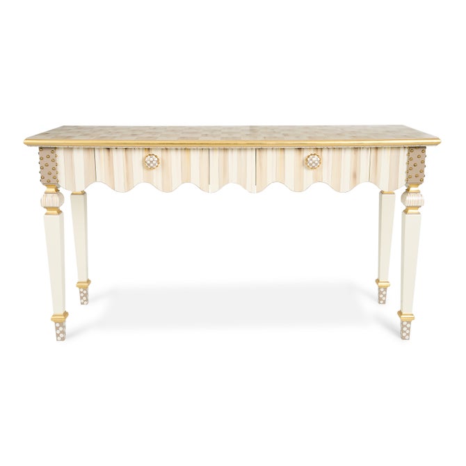 Mocha Check & Stripe Console Table image number 0