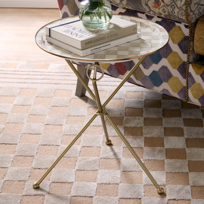 Mocha Check Enamel Tilt Accent Table image number 4