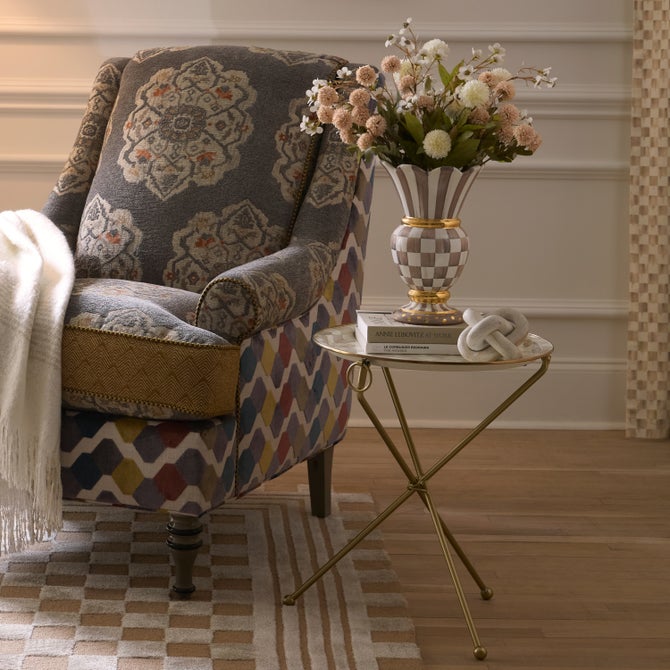 Mocha Check Enamel Tilt Accent Table image number 5