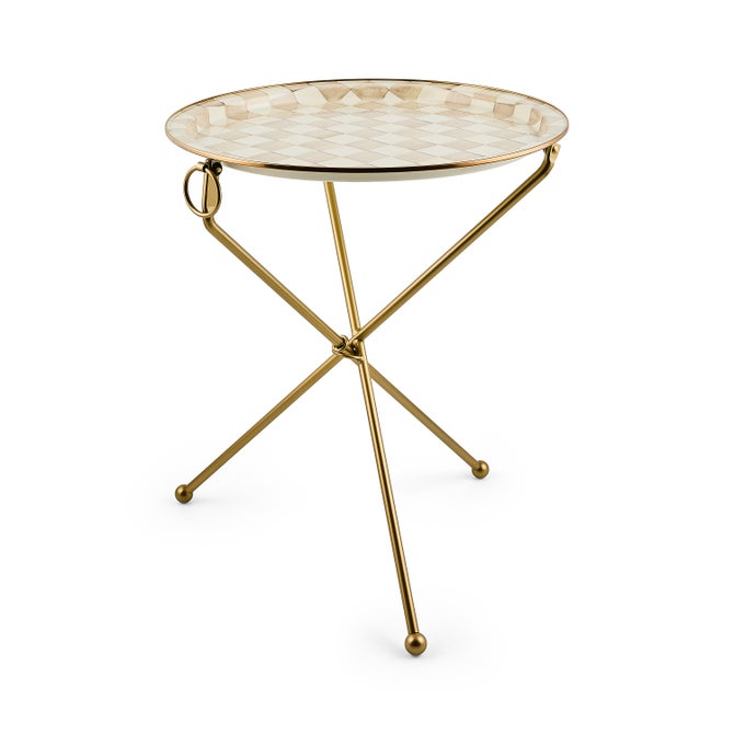 Mocha Check Enamel Tilt Accent Table image number 2