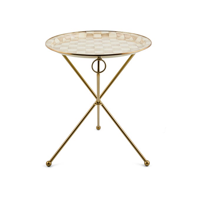 Mocha Check Enamel Tilt Accent Table image number 0