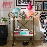Rosy Check 2-Tier Kitchen Cart