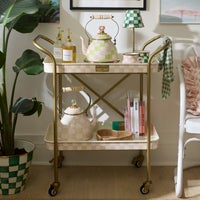 Rosy Check 2-Tier Kitchen Cart