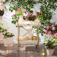 Rosy Check 2-Tier Kitchen Cart