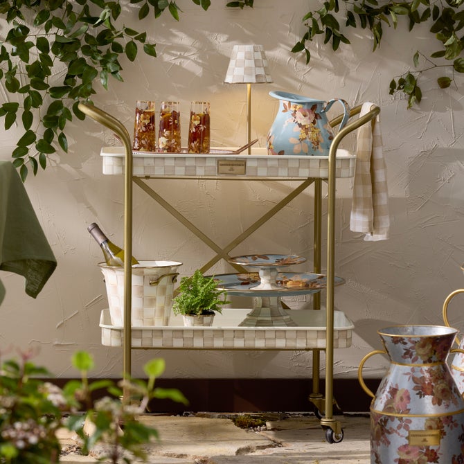 Mocha Check 2-Tier Kitchen Cart image number 6