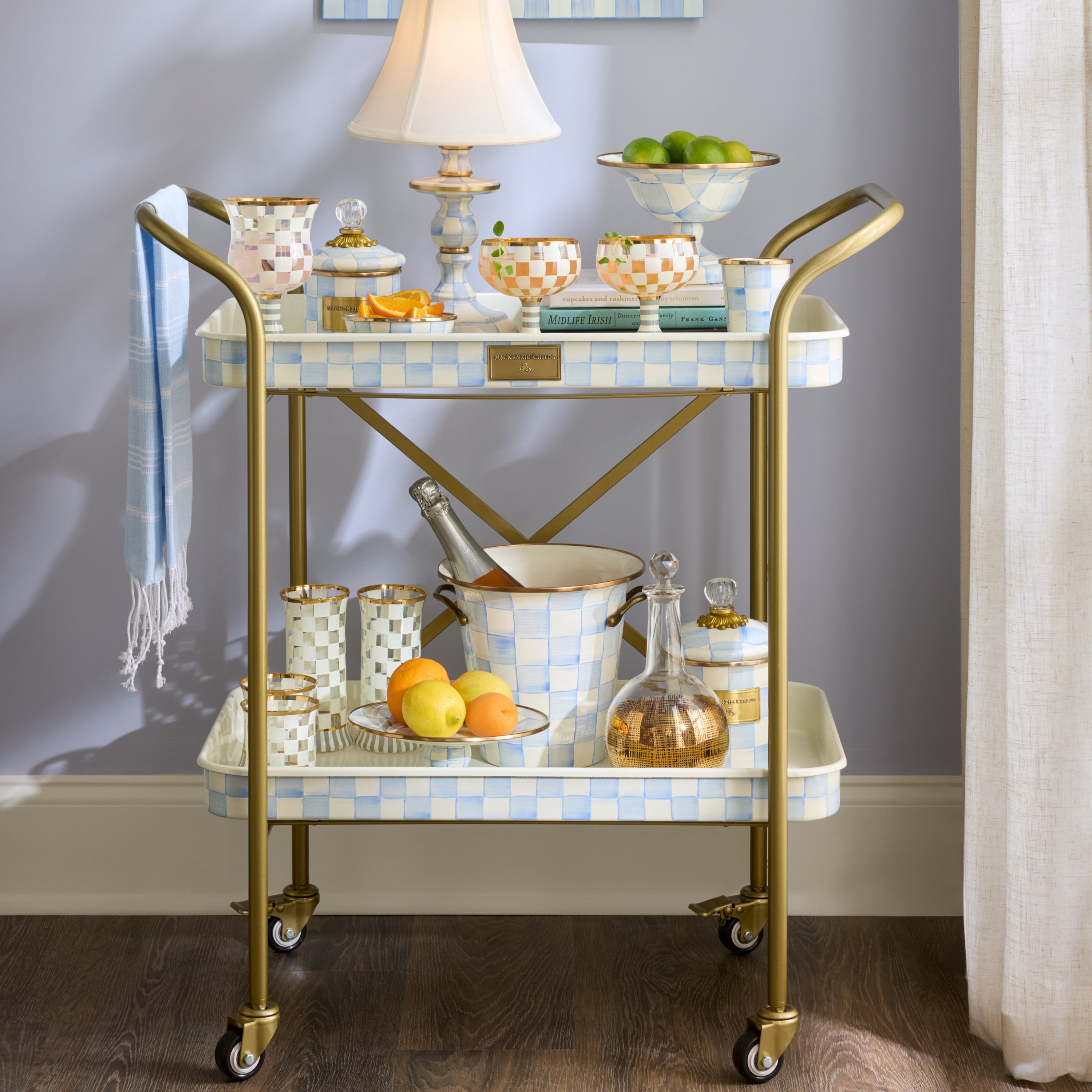 MacKenzie-Childs | Sky Check 2-Tier Kitchen Cart