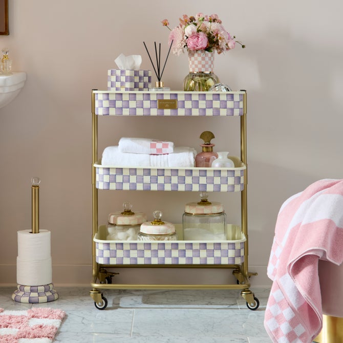 Violet Check 3-Tier Kitchen Cart image number 1