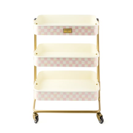 Rosy Check 3-Tier Kitchen Cart