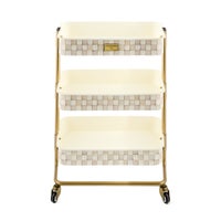 Mocha Check 3-Tier Kitchen Cart