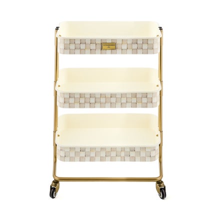 Mocha Check 3-Tier Kitchen Cart