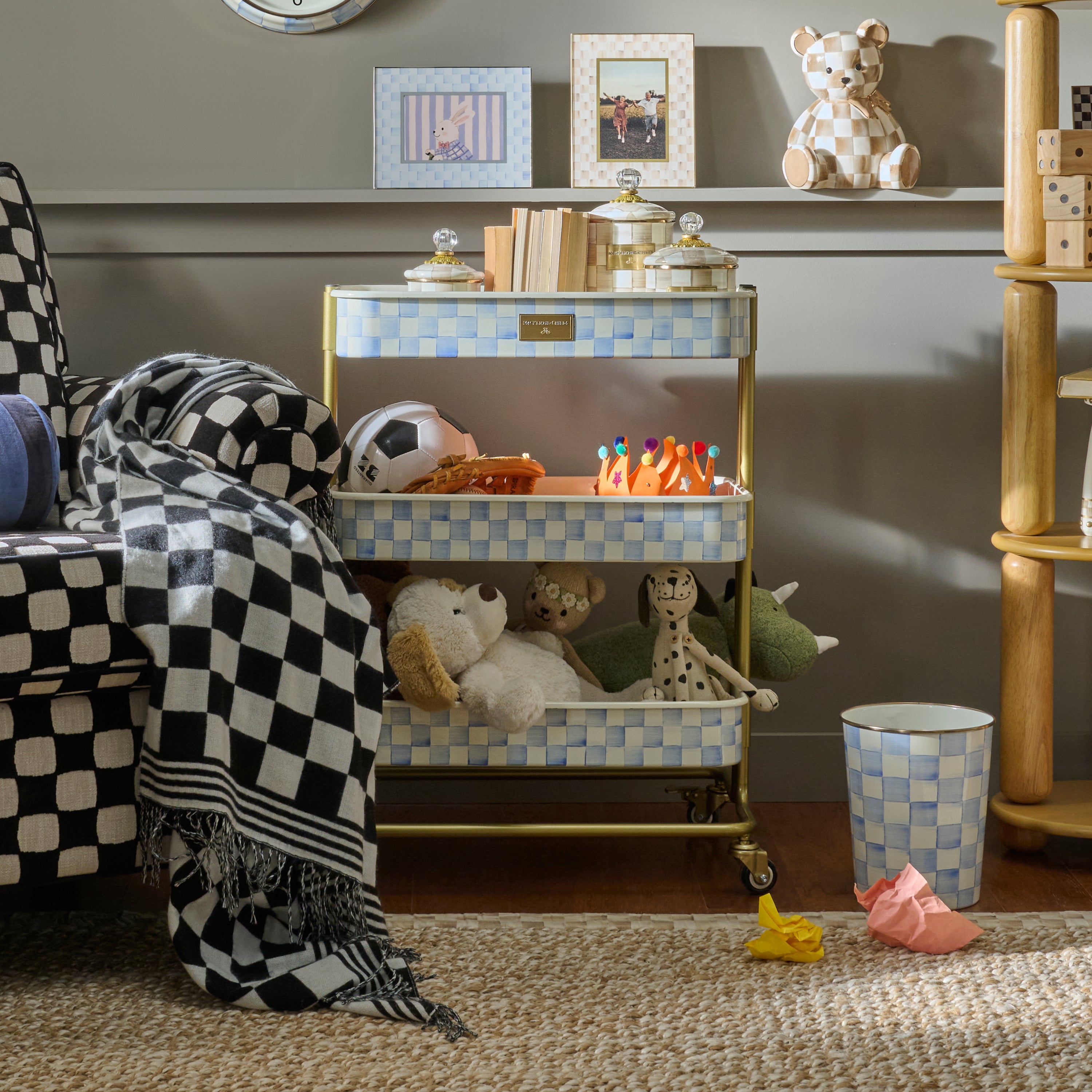 MacKenzie-Childs | Sky Check 3-Tier Kitchen Cart