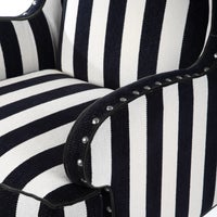Marquee Black Stripe Chenille Wing Chair