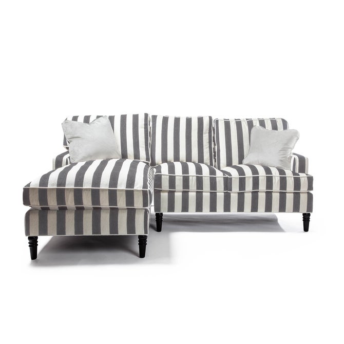 Marquee Grey Stripe 2-Piece Left Arm Chaise Sectional image number 0