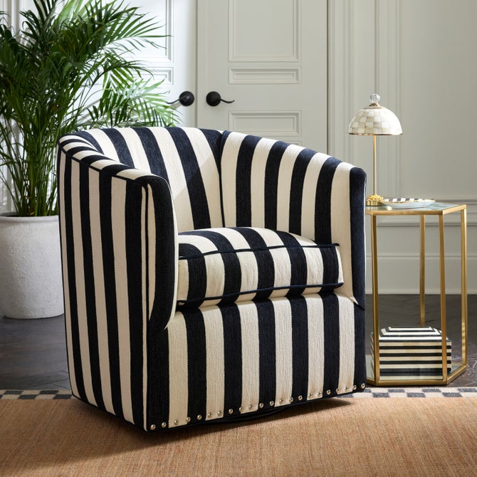 Marquee Black Stripe Chenille Swivel Chair image number 6