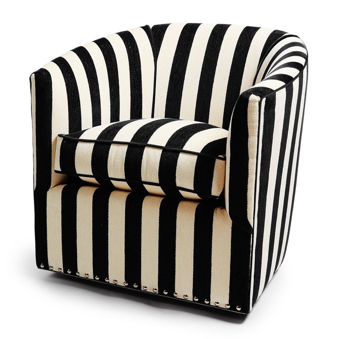 Marquee Black Stripe Chenille Swivel Chair image number 4
