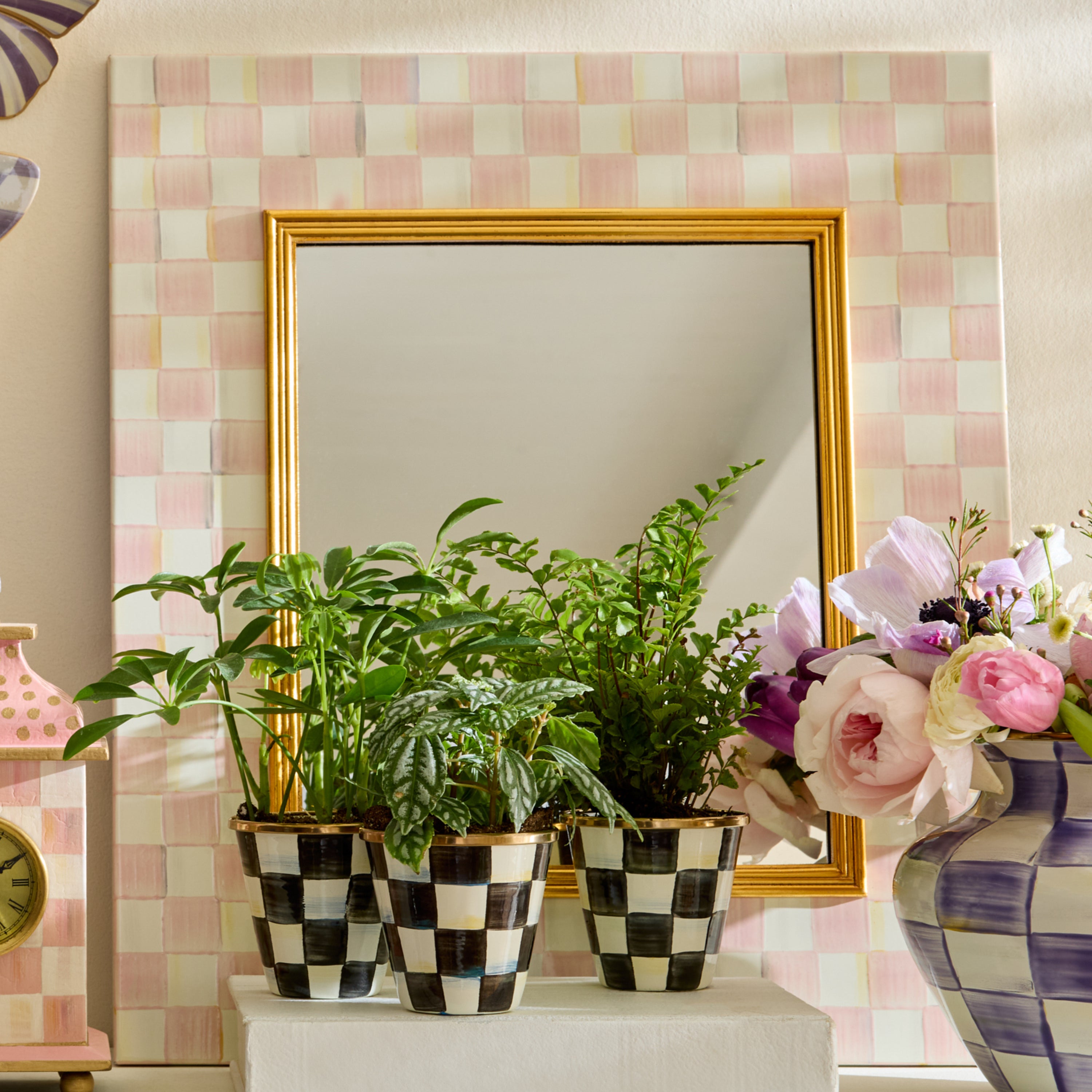 MacKenzie-Childs | Rosy Check Enamel Wall Mirror