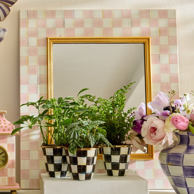 Rosy Check Enamel Wall Mirror image number 1