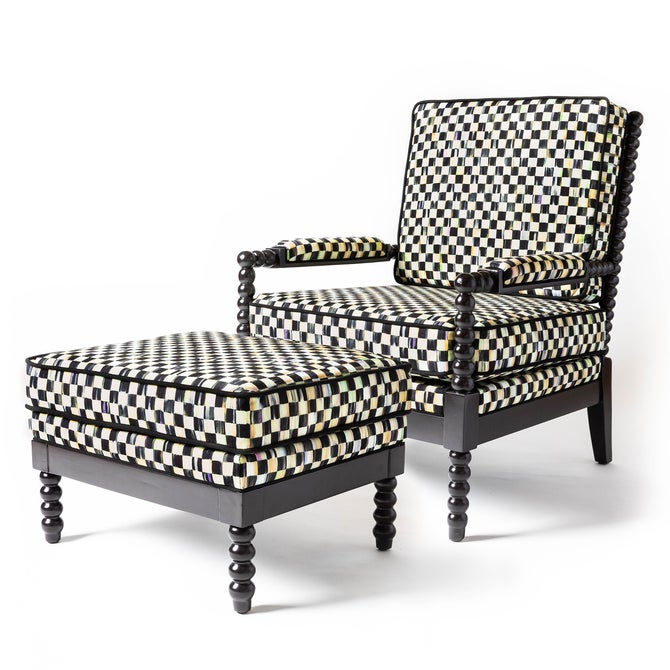 Spindle Check Outdoor Ottoman image number 3