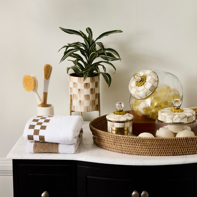 Mocha Check Tabletop Planter image number 3