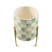 Sage Check Tabletop Planter