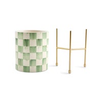 Sage Check Tabletop Planter