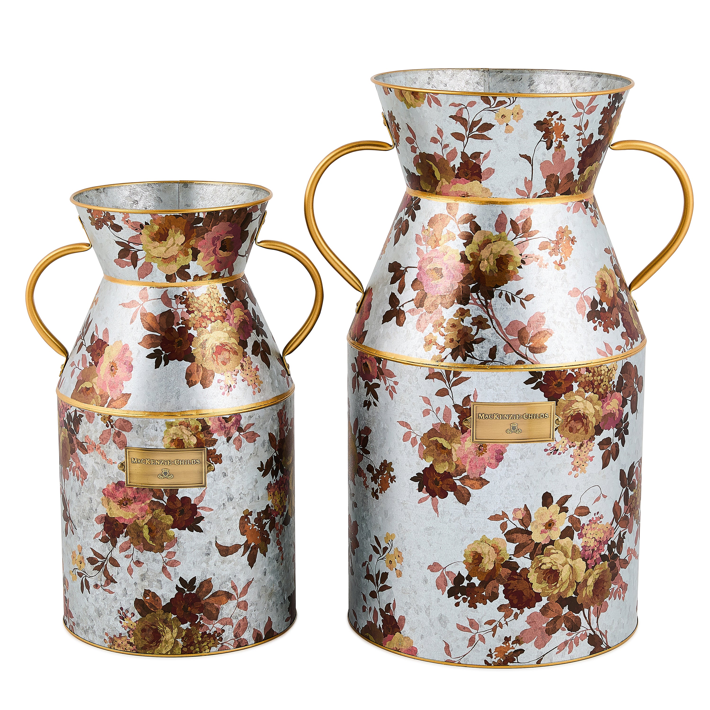 MacKenzie-Childs | Wild Rose Galvanized Large Milk Can