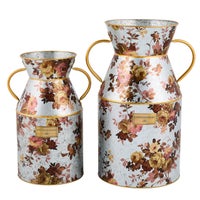 Wild Rose Galvanized Large Milk Can