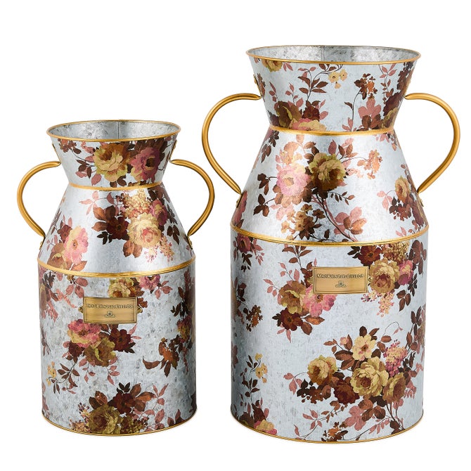 Wild Rose Galvanized Large Milk Can image number 1