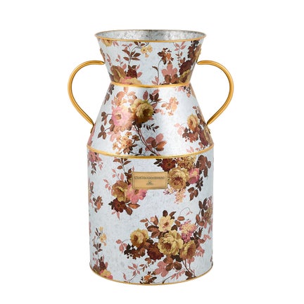 Wild Rose Galvanized Large Milk Can
