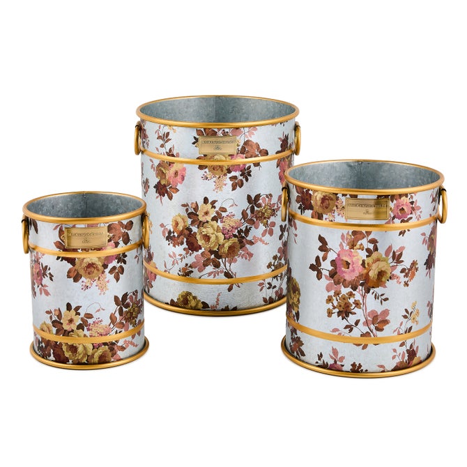 Wild Rose Galvanized Planters, Set of 3 image number 0