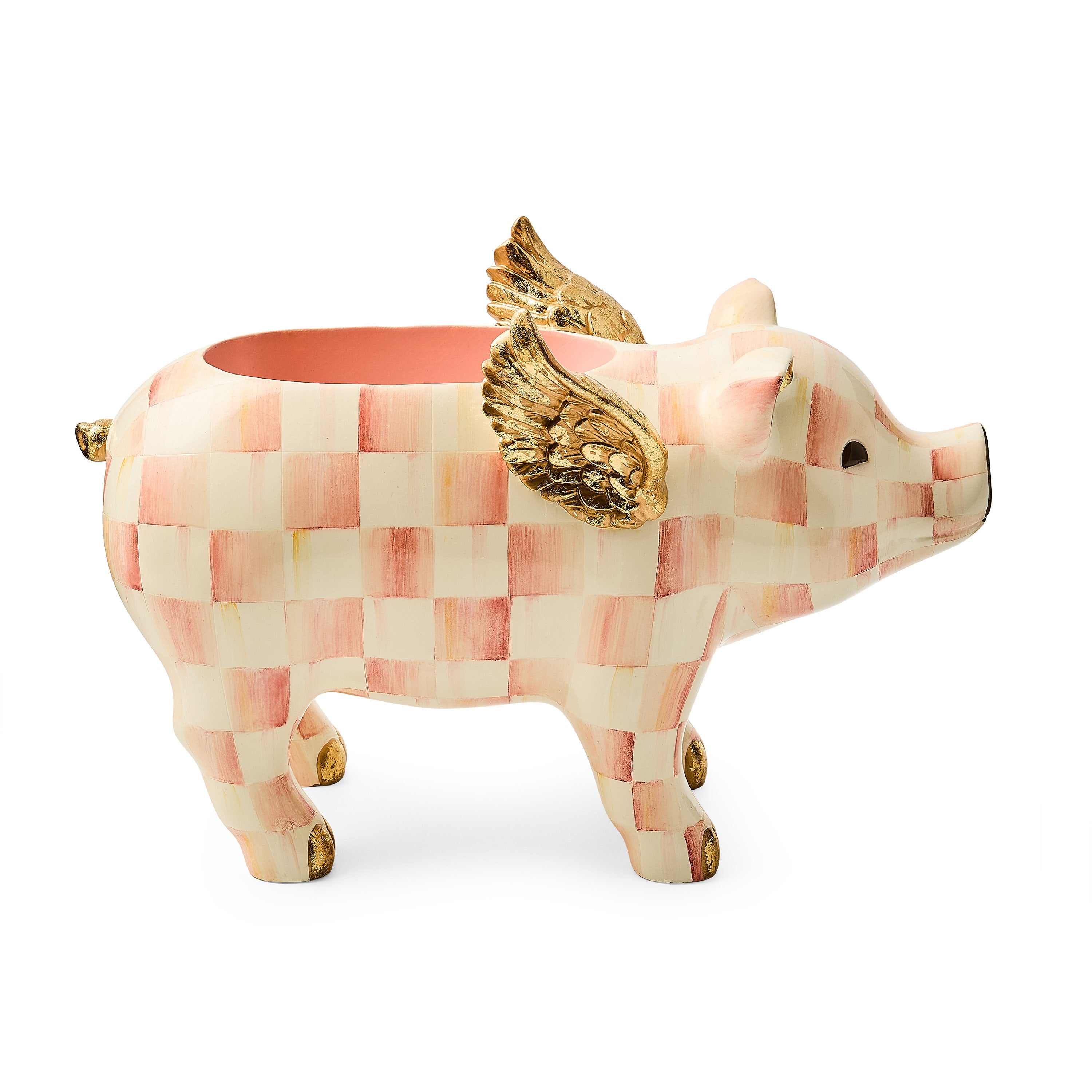 MacKenzie-Childs | Rosy Check Flying Pig Planter