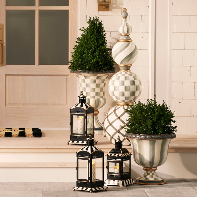 Courtly Stripe Large Candle Lantern image number 1