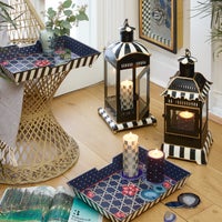 Courtly Stripe Large Candle Lantern