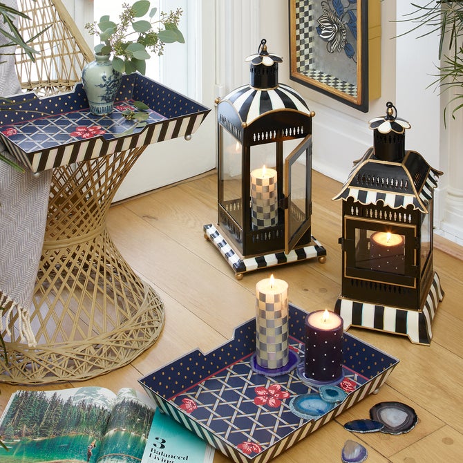 Courtly Stripe Small Candle Lantern image number 6