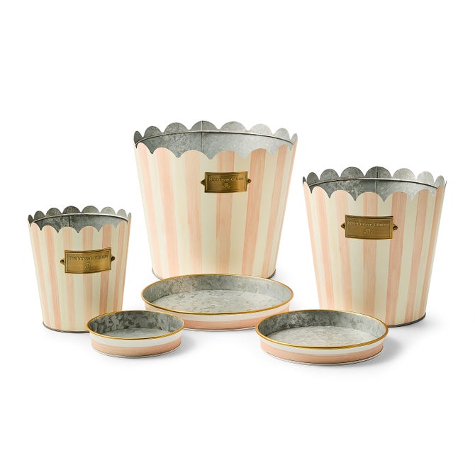 Rosy Stripe Pots & Saucers, Set of 3 image number 2