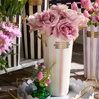 Rosy Stripe Flower Buckets, Set of 3