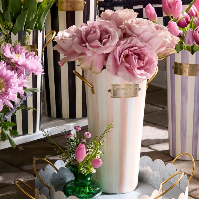 Rosy Stripe Flower Buckets, Set of 3 image number 1