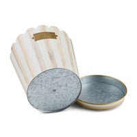 Mocha Stripe Pots & Saucers, Set of 3