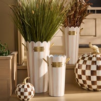 Mocha Stripe Flower Buckets, Set of 3