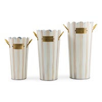Mocha Stripe Flower Buckets, Set of 3