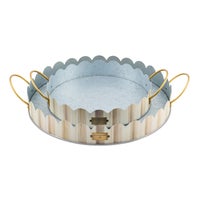 Mocha Stripe Serving Trays, Set of 2