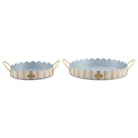 Mocha Stripe Serving Trays, Set of 2