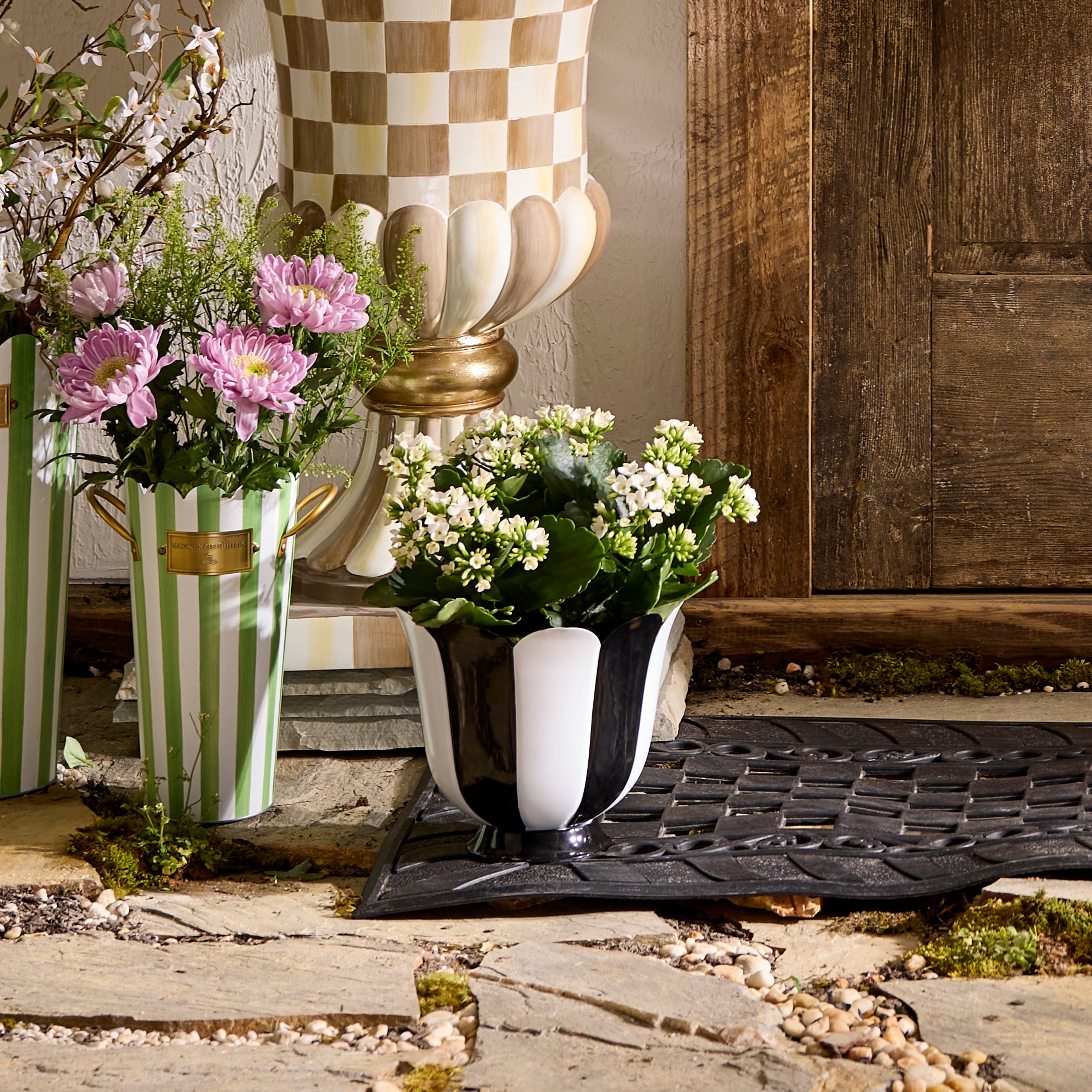MacKenzie-Childs | Courtly Stripe Scalloped Small Flower Pot