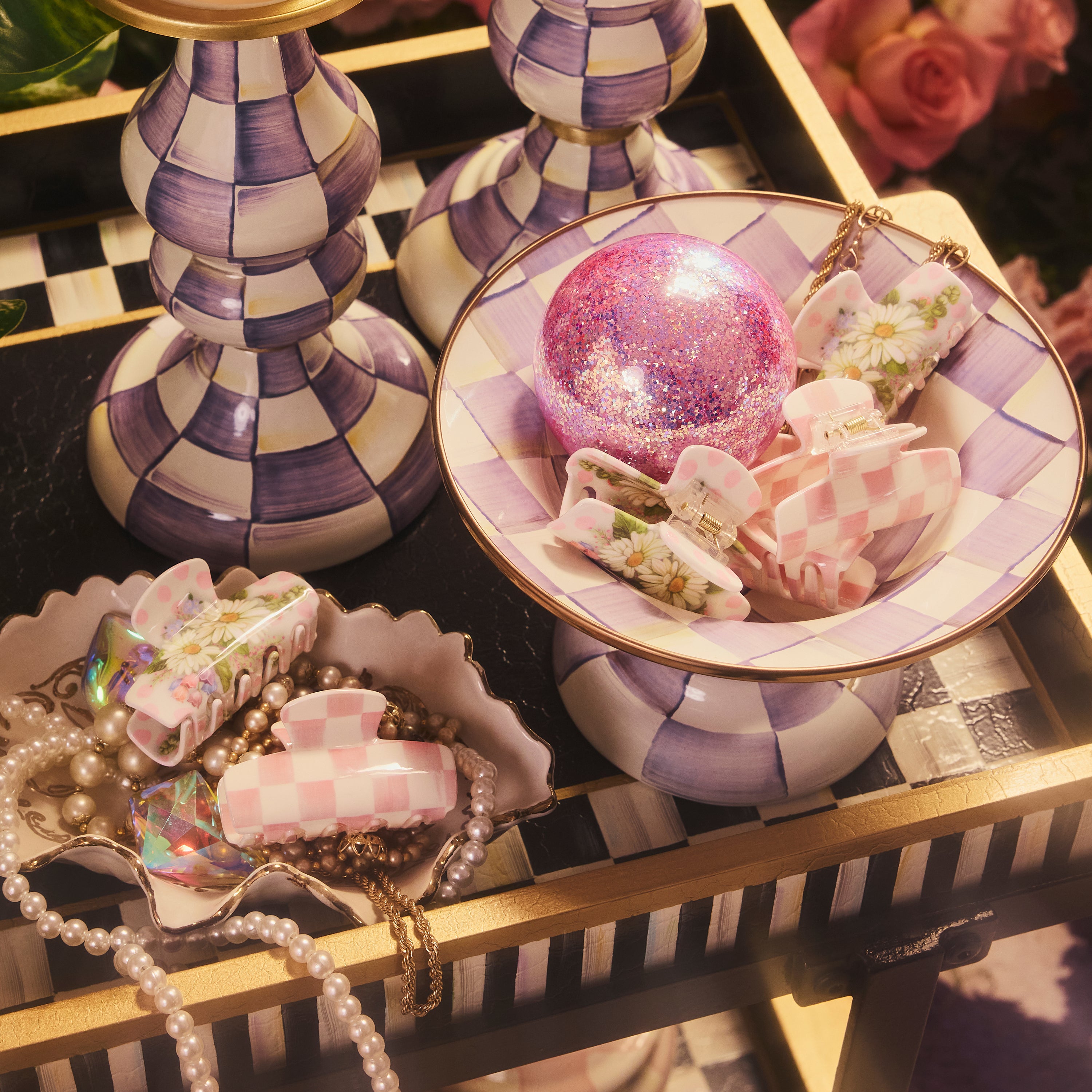 MACKENZiE マッケンジーチャイルズ　ウサギ　ペッパー入れセット MacKenzie-Childs | Goody Pink Multi Medium Claw Set