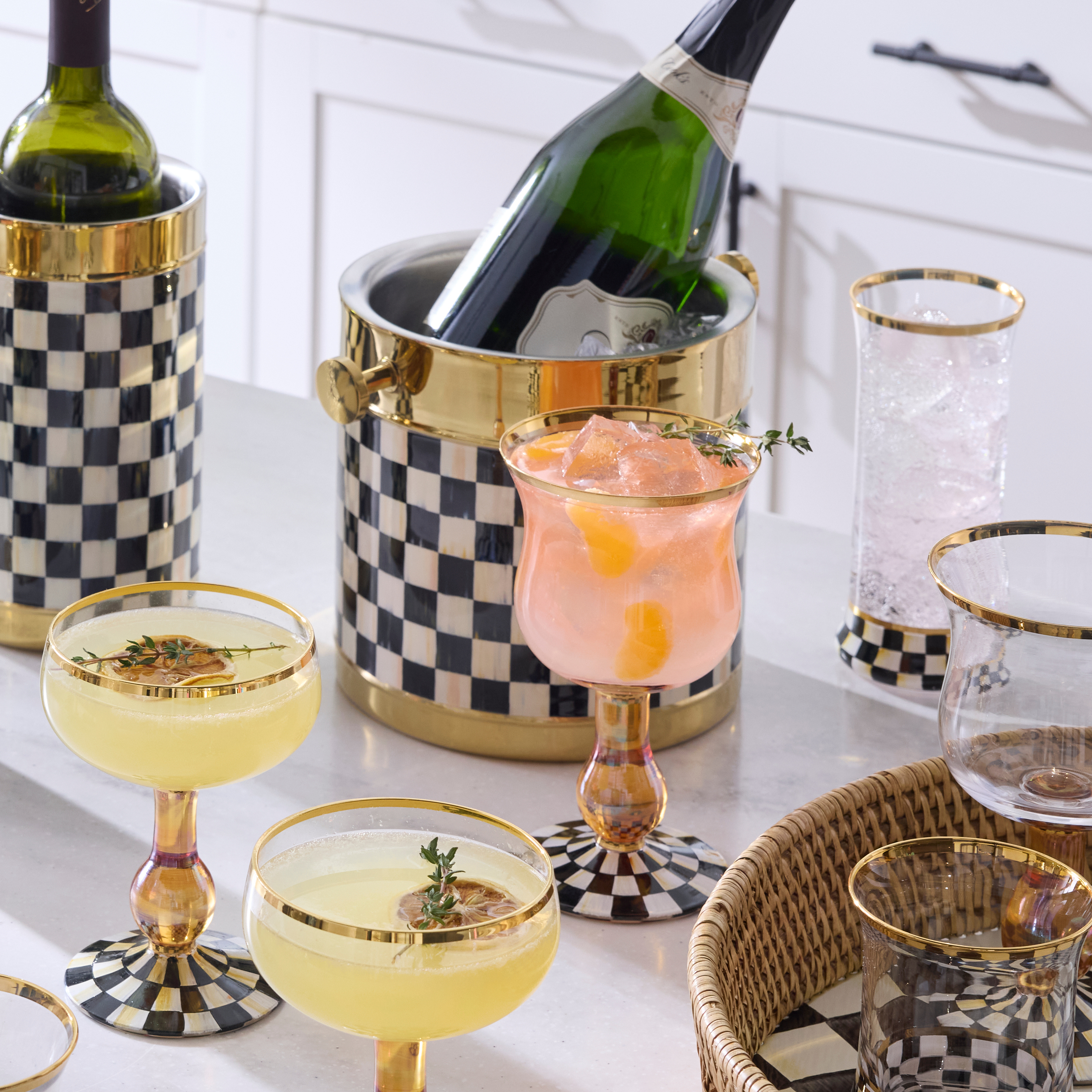 MacKenzie-Childs | Courtly Check 3260 Gold Ice Bucket