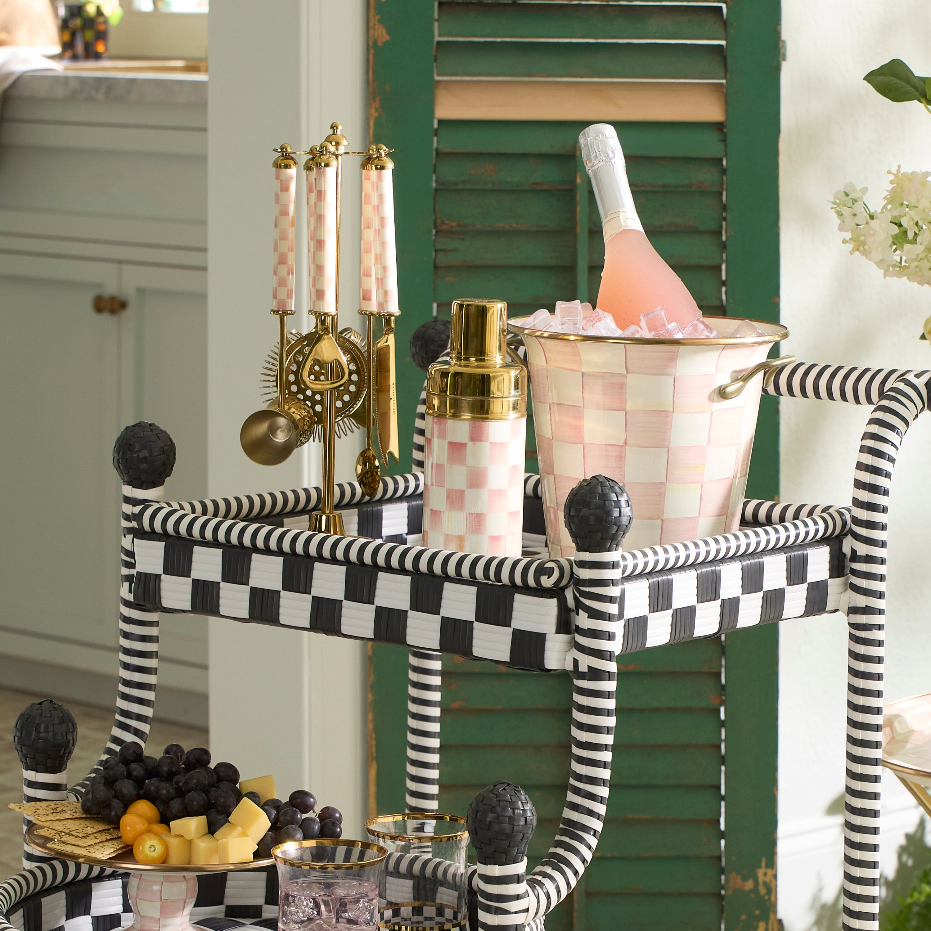 MacKenzie-Childs | Rosy Check 3260 Gold Cocktail Shaker