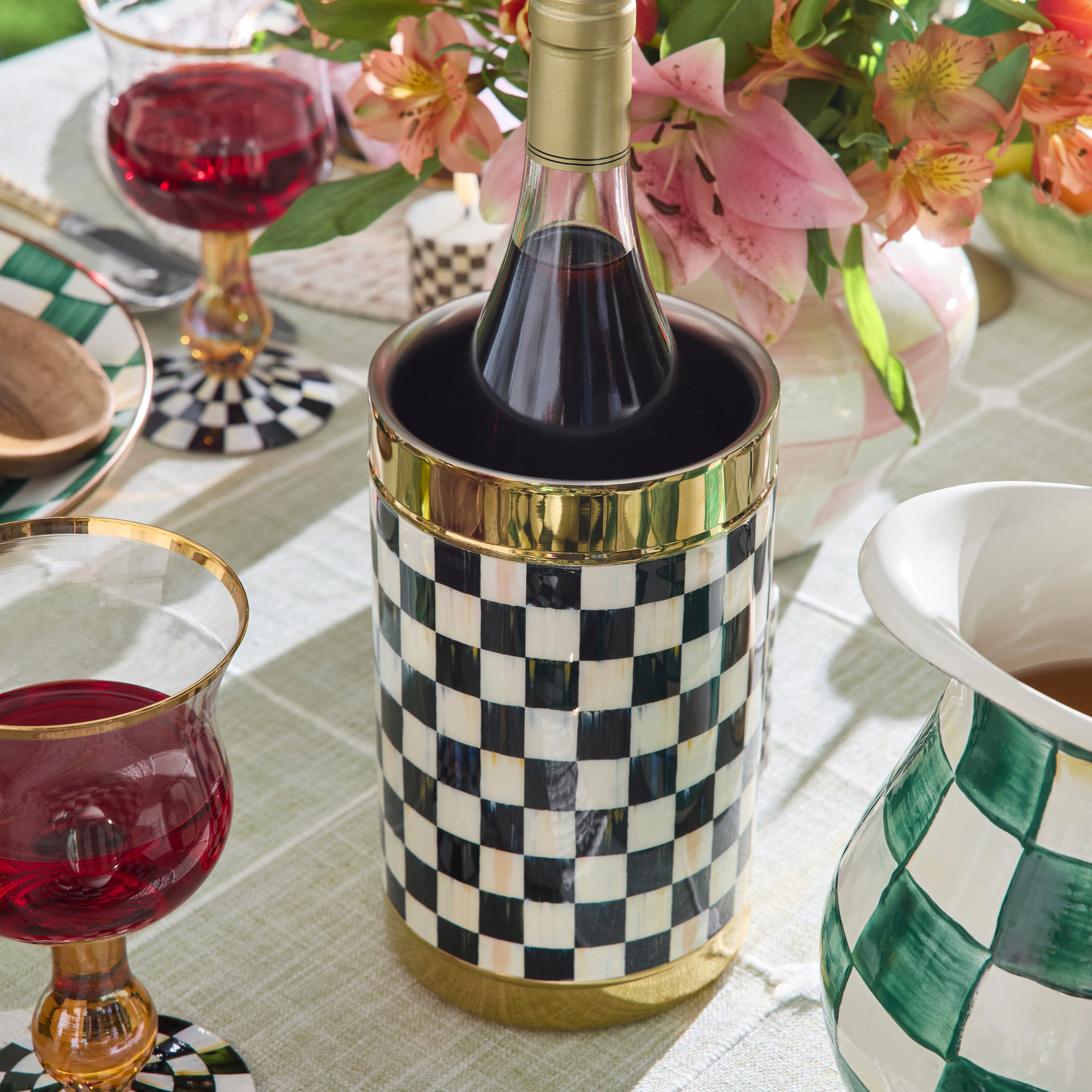 MacKenzie-Childs | Courtly Check 3260 Gold Wine Cooler