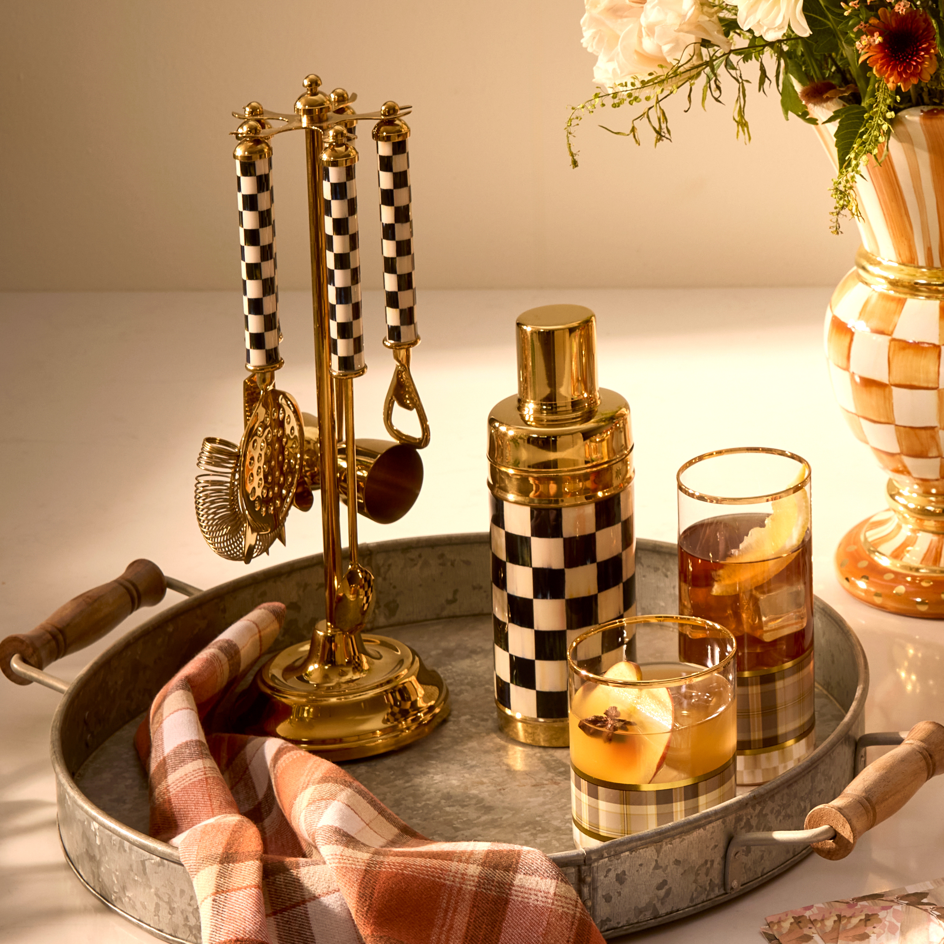 MacKenzie-Childs | Courtly Check 3260 Gold Bar Tool Set