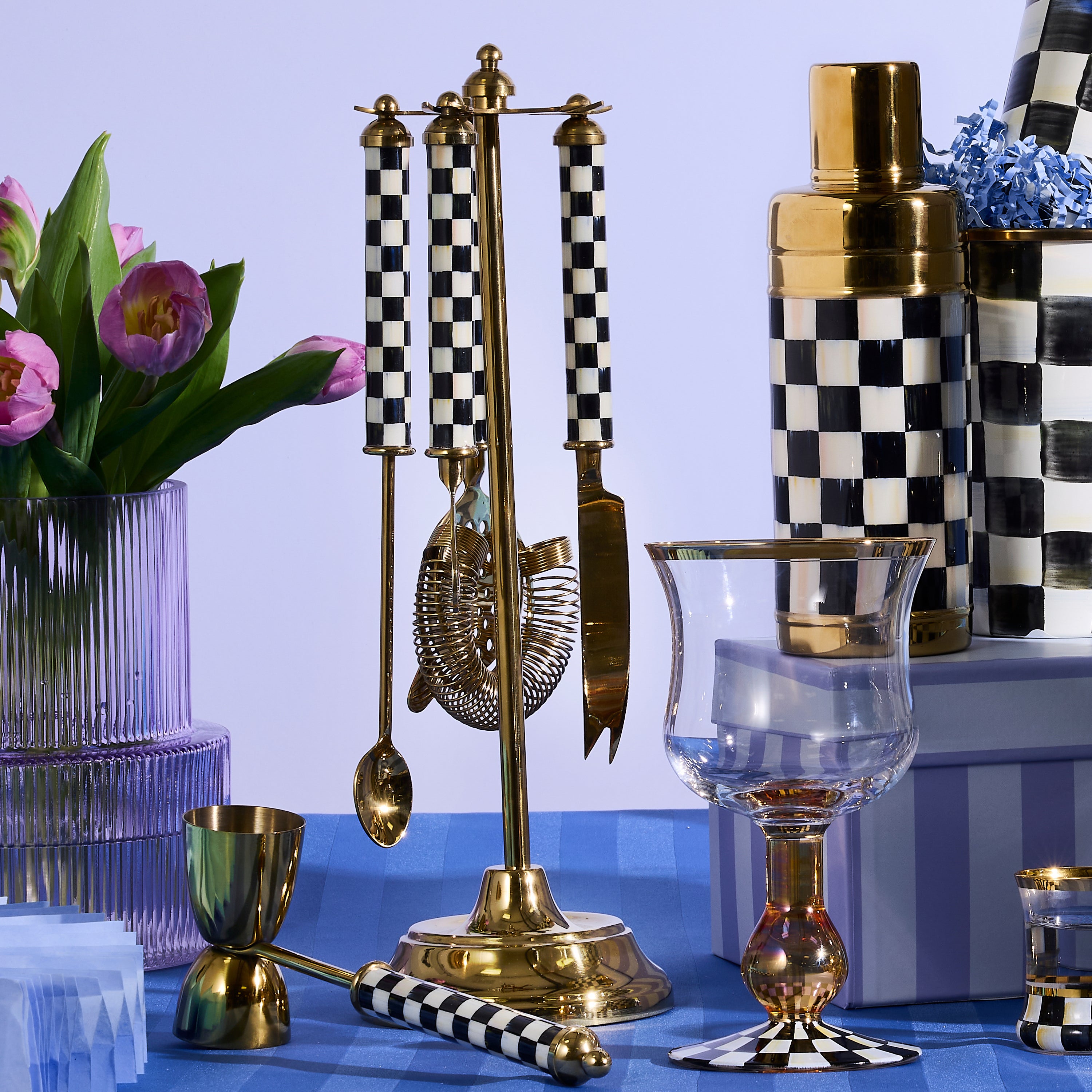 MacKenzie-Childs | Courtly Check 3260 Gold Bar Tool Set